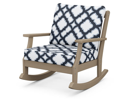 POLYWOOD® Braxton Deep Seating Rocking Chair in Vintage Sahara / Trellis Marine Indigo