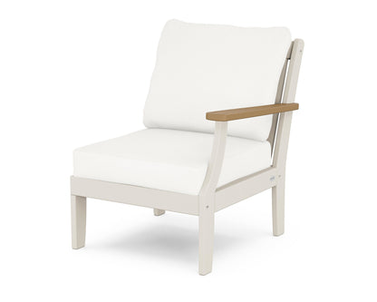 POLYWOOD® Braxton Modular Right Arm Chair in Sand / Natural / Natural Linen