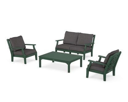 Martha Stewart by POLYWOOD® Chinoiserie 4-Piece Deep Seating Set with Loveseat in Green / Ash Charcoal