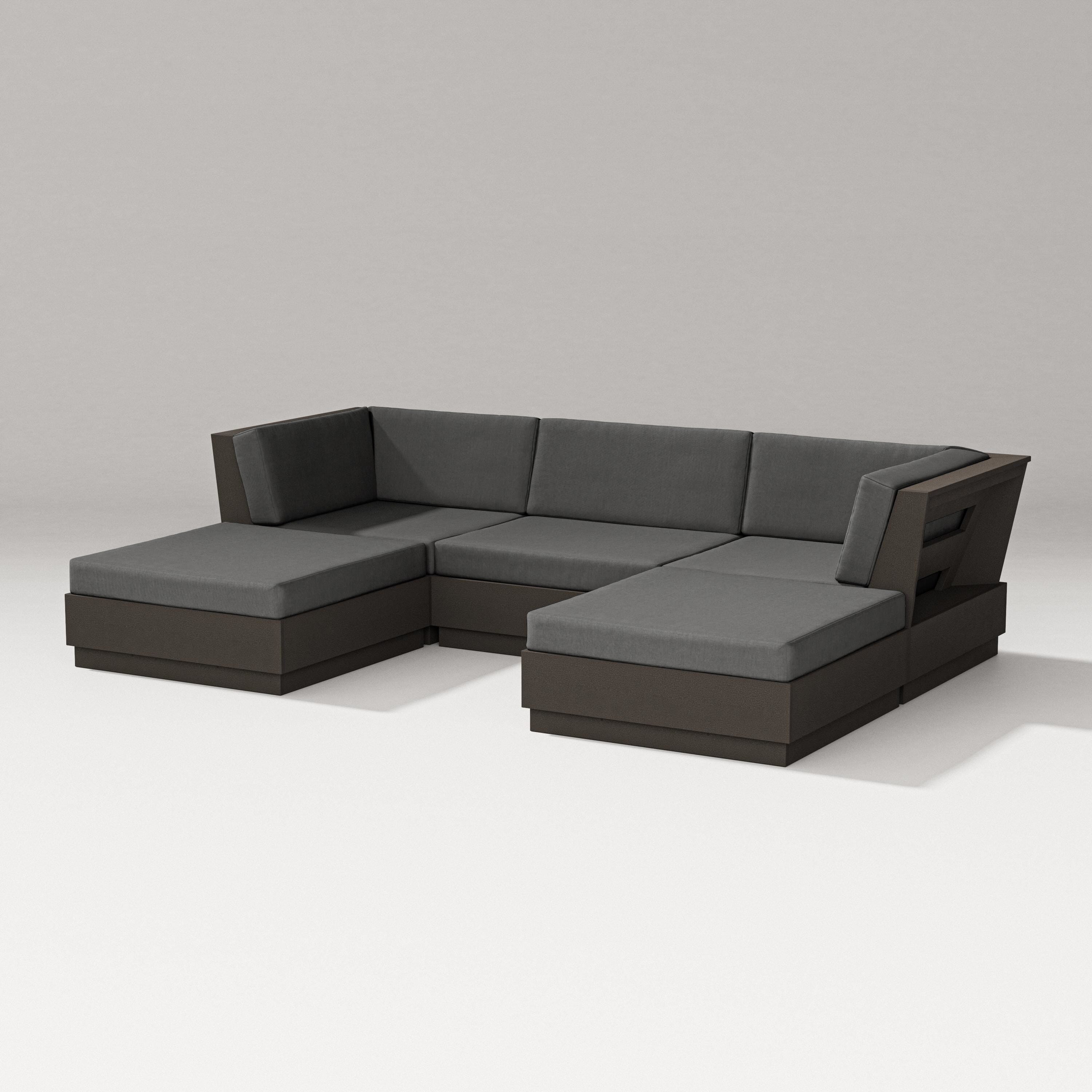 PW Designer Series Elevate Double Chaise Sectional in Vintage Coffee / Spectrum Carbon