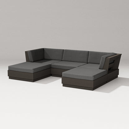PW Designer Series Elevate Double Chaise Sectional in Vintage Coffee / Spectrum Carbon