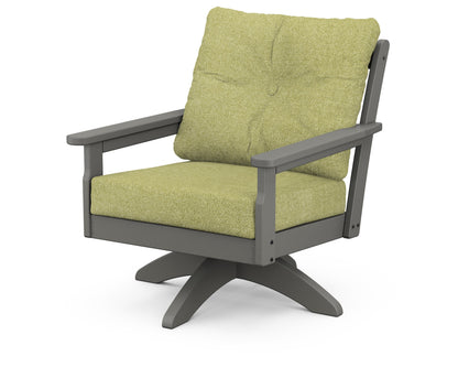 POLYWOOD® Vineyard Deep Seating Swivel Chair in Slate Grey / Chartreuse Boucle