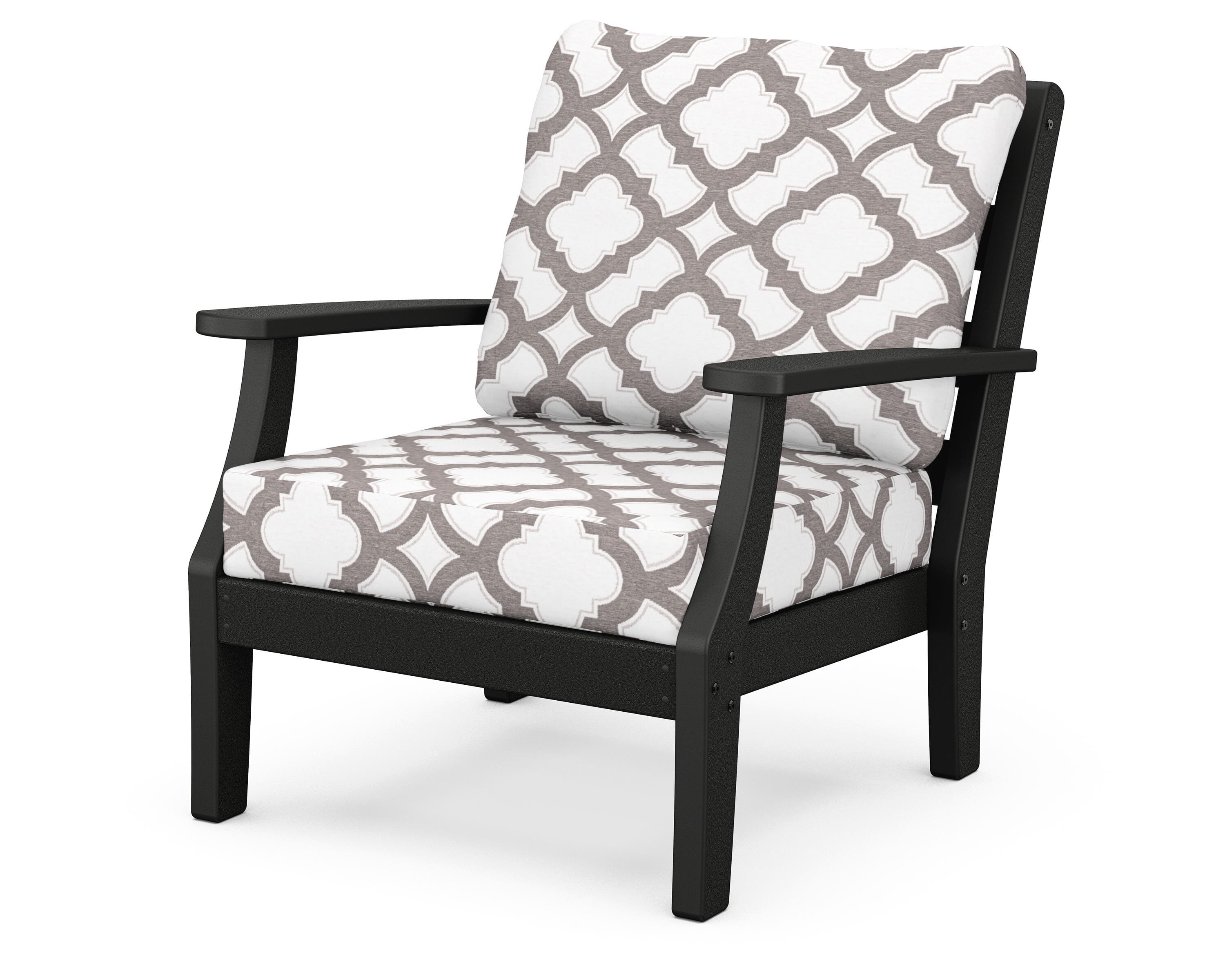 POLYWOOD® Chesapeake Deep Seating Chair in Black / Trellis Grey Mist