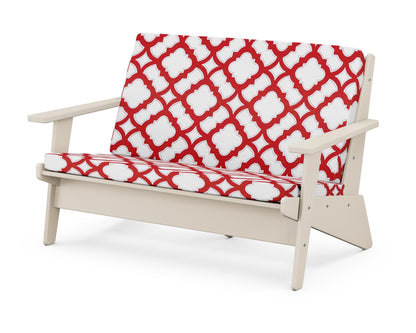 POLYWOOD® Riviera Modern Lounge Loveseat in Sand / Trellis Crimson