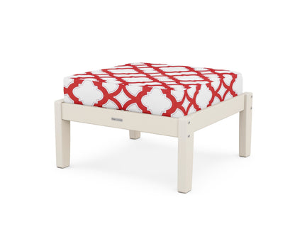 Martha Stewart by POLYWOOD® Chinoiserie Deep Seating Ottoman in Sand / Trellis Crimson