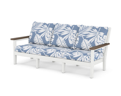 POLYWOOD® Chippendale Deep Seating Sofa in White / Kona / Leaf Sky Blue