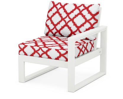 POLYWOOD® EDGE Modular Right Arm Chair in Vintage White / Trellis Crimson
