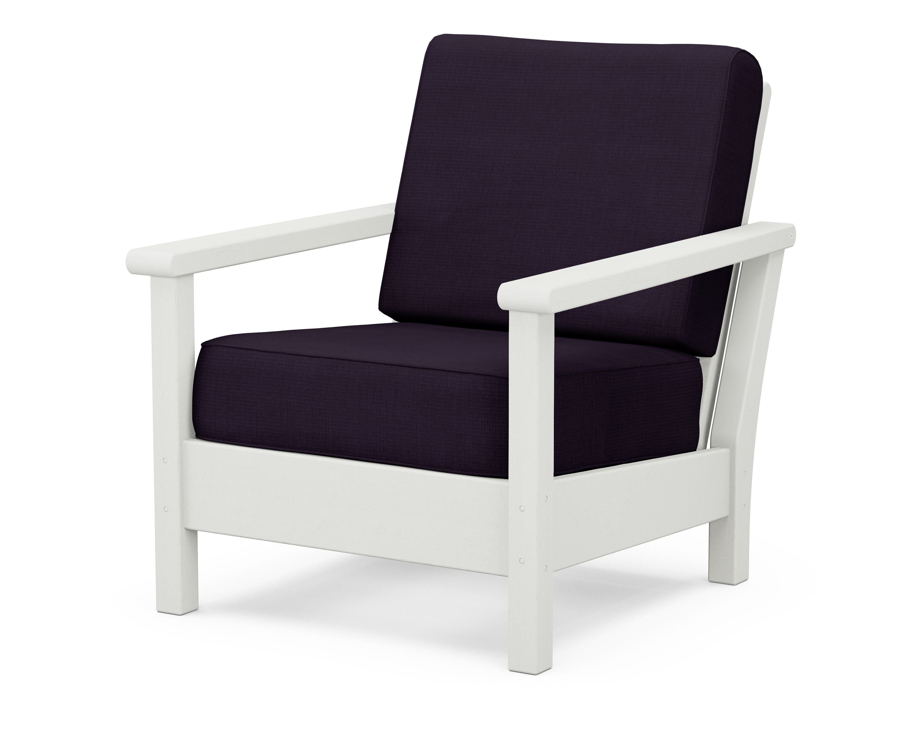 POLYWOOD® Harbour Deep Seating Chair in Vintage White / Navy Linen