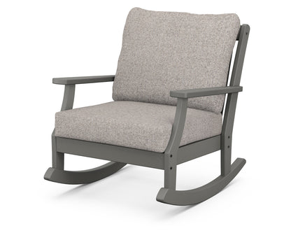 POLYWOOD® Braxton Deep Seating Rocking Chair in Slate Grey / Weathered Tweed