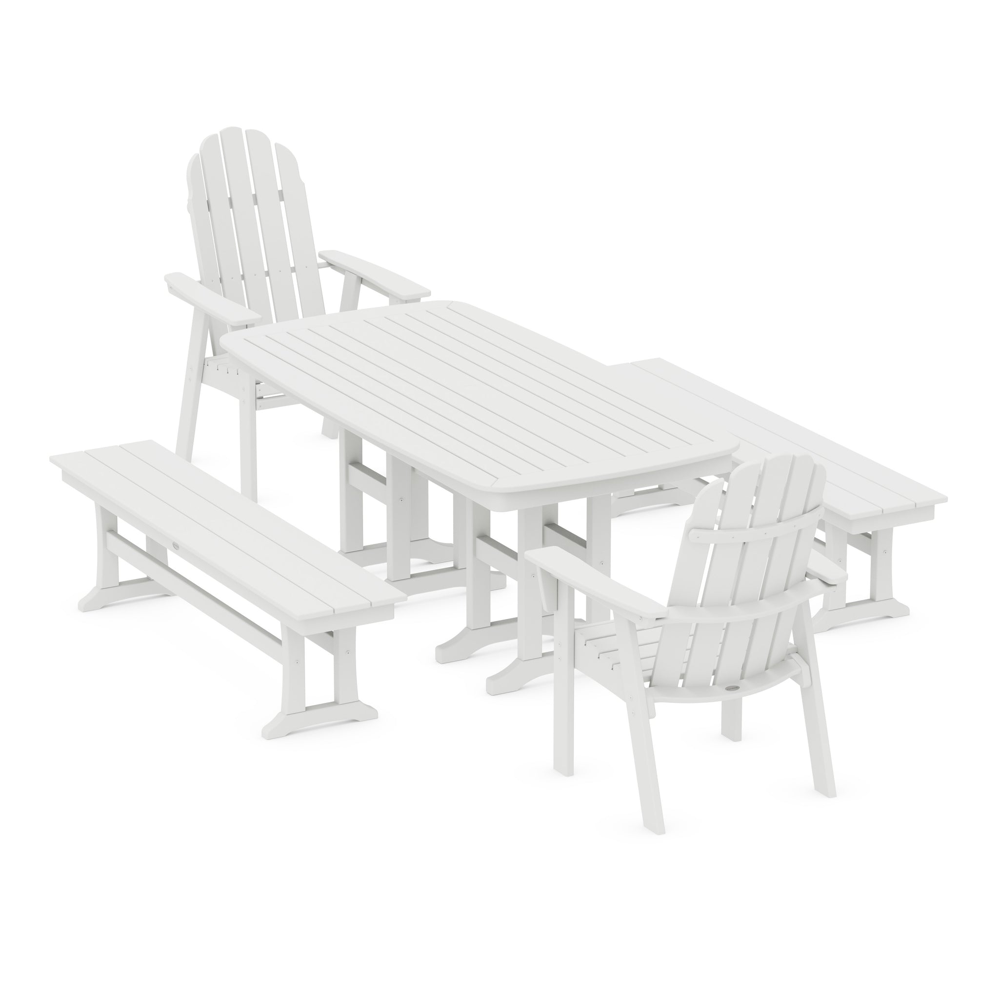 Vineyard Adirondack 5-Piece Dining Set with Benches