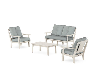 POLYWOOD® Prairie 4-Piece Deep Seating Set with Loveseat in Sand / Spa