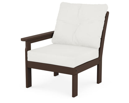 POLYWOOD® Vineyard Modular Left Arm Chair in Mahogany / Natural Linen