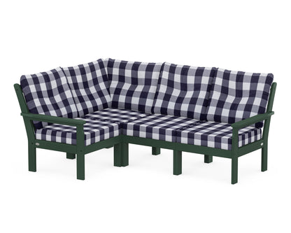 POLYWOOD® Vineyard 4-Piece Sectional in Green / Buffalo Plaid Navy