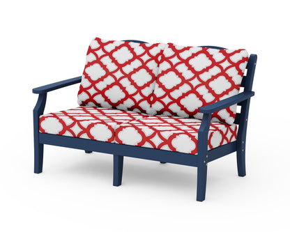 Draper James™ by  POLYWOOD® Savannah Deep Seating Loveseat in Navy / Trellis Crimson