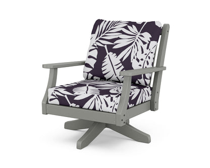 Country Living Wovendale Deep Seating Swivel Chair in Slate Grey / Leaf Navy