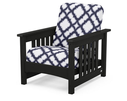 POLYWOOD® Club Mission Chair in Black / Trellis Navy