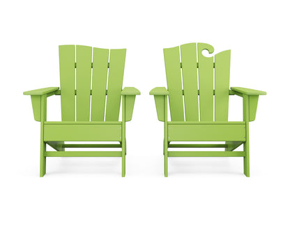 POLYWOOD® Wave 2-Piece Adirondack Set with The Wave Chair Left in Lime