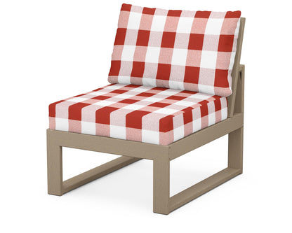 Unbranded Modular Armless Chair in Vintage Sahara / Buffalo Plaid Crimson