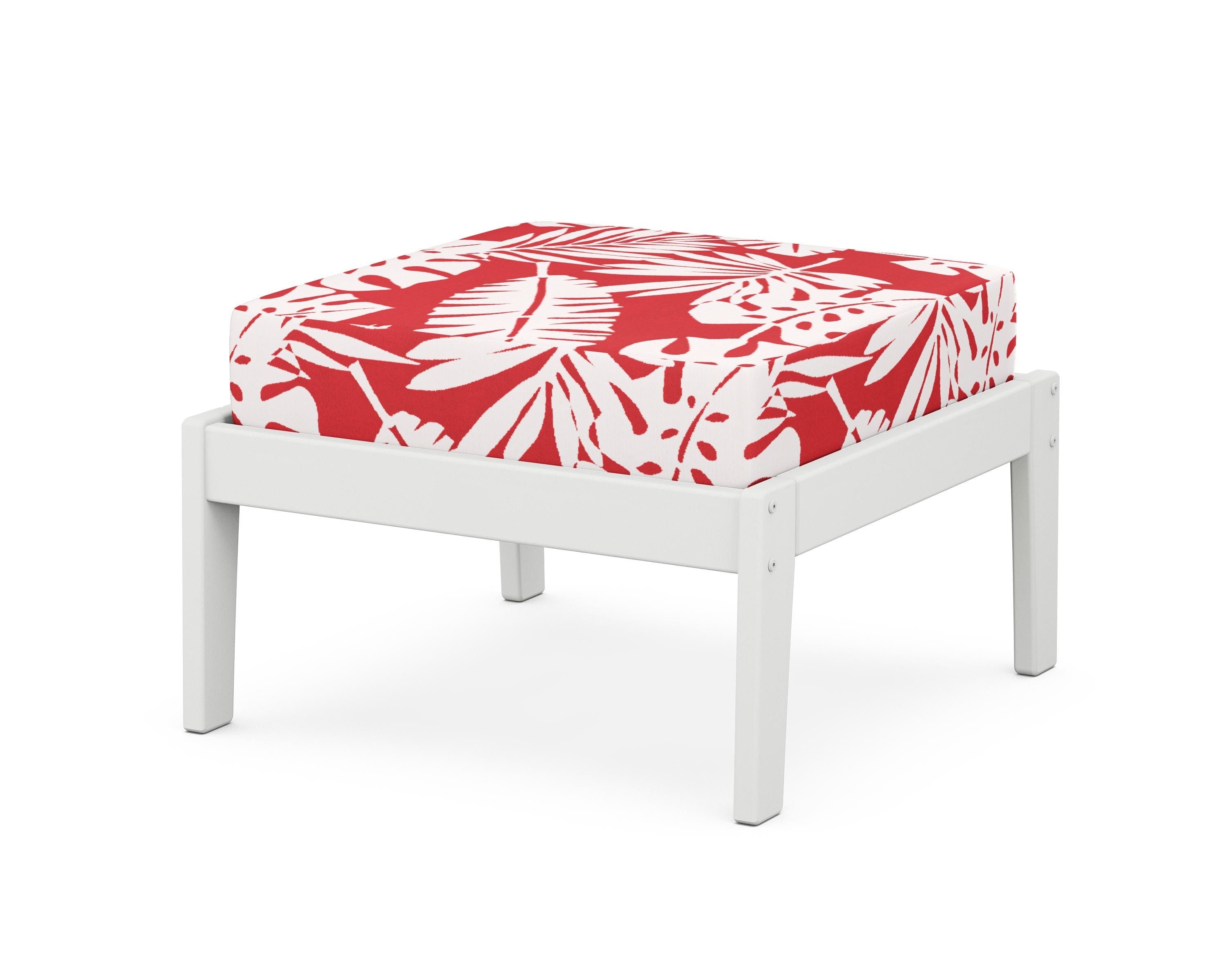 Unbranded Deep Seating Ottoman in White / Leaf Crimson