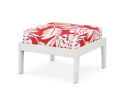 Unbranded Deep Seating Ottoman in White / Leaf Crimson