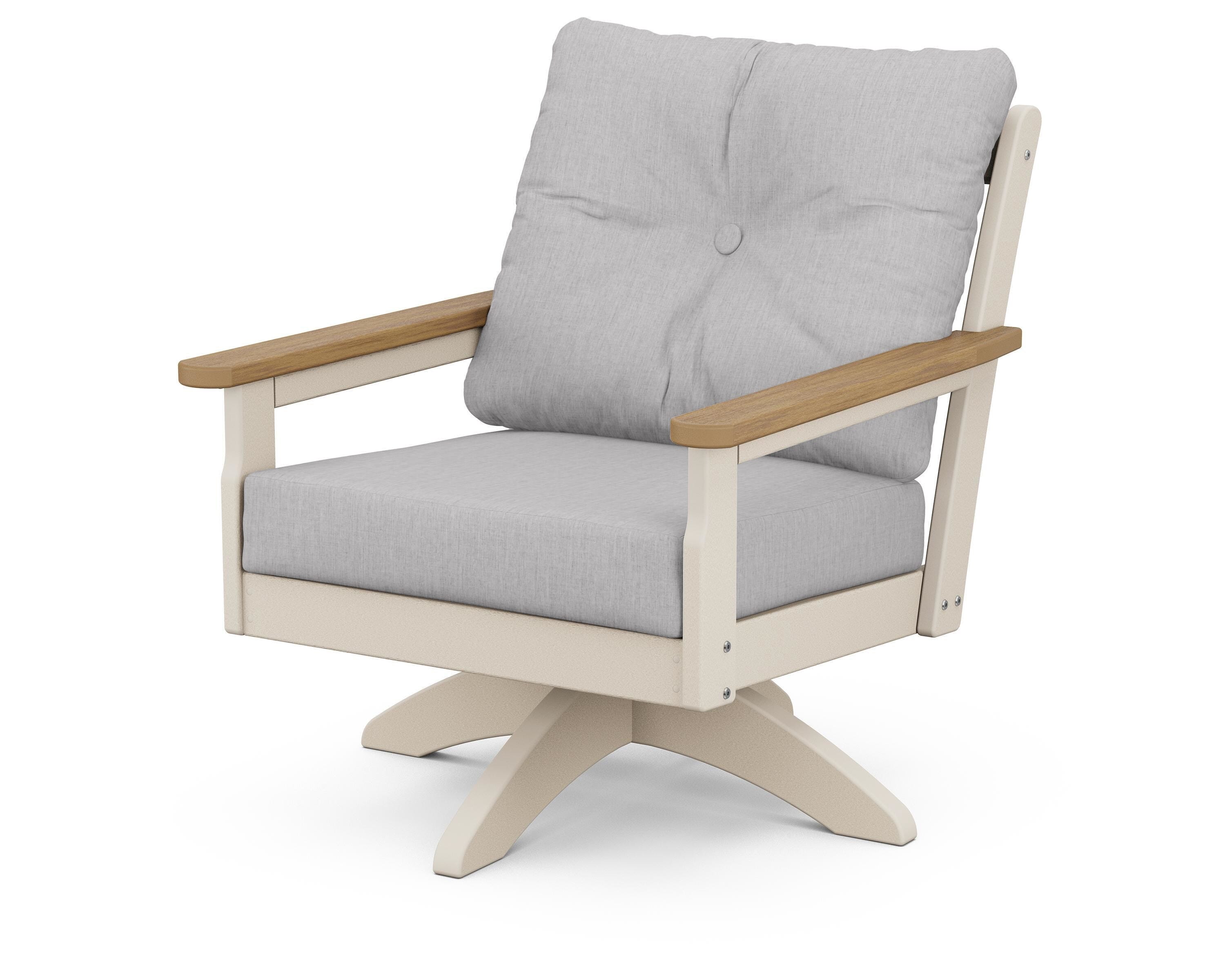 POLYWOOD® Vineyard Deep Seating Swivel Chair in Sand / Natural / Granite