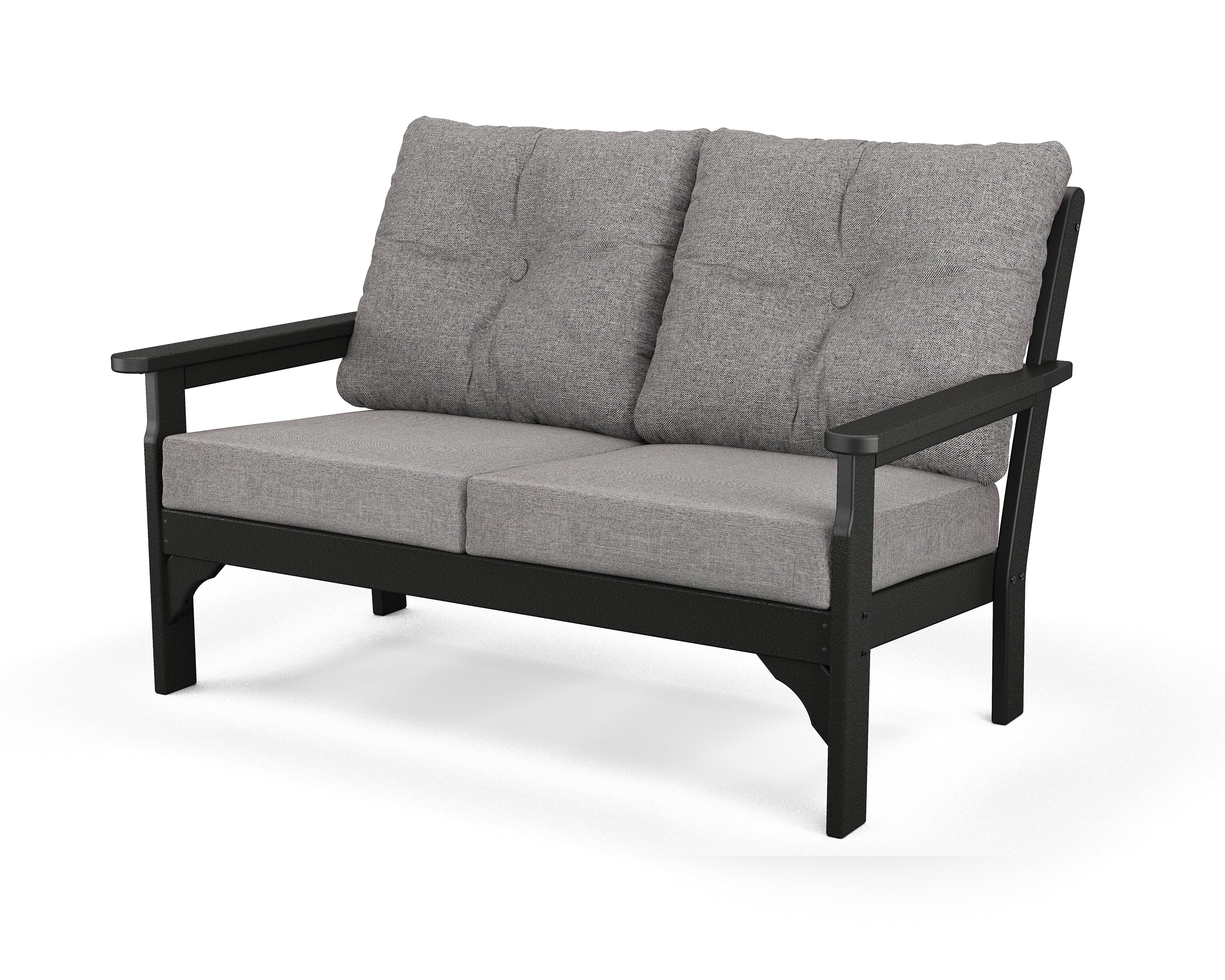 POLYWOOD® Vineyard Deep Seating Loveseat in Black / Grey Mist