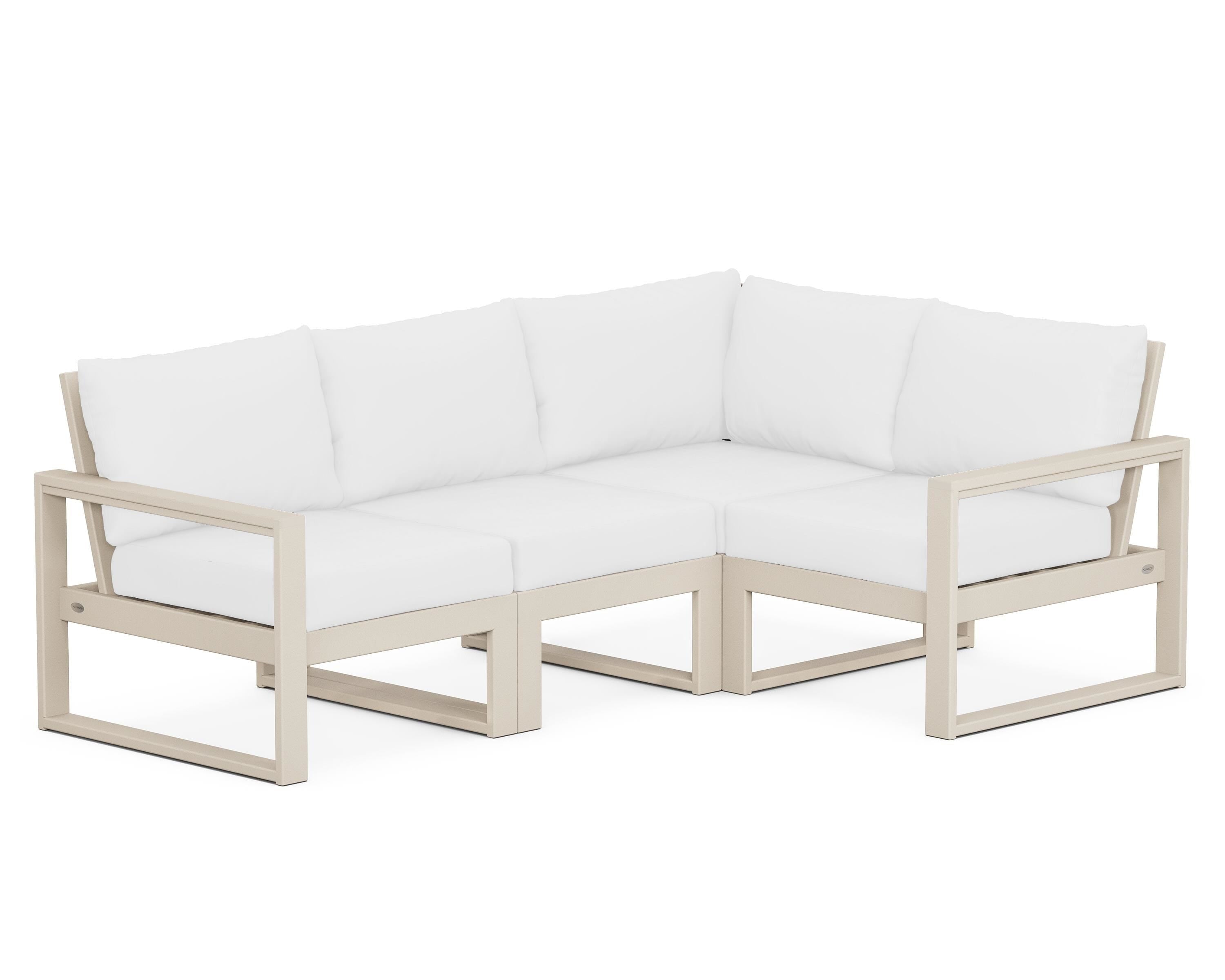 POLYWOOD® EDGE 4-Piece Modular Deep Seating Set in Sand / Natural