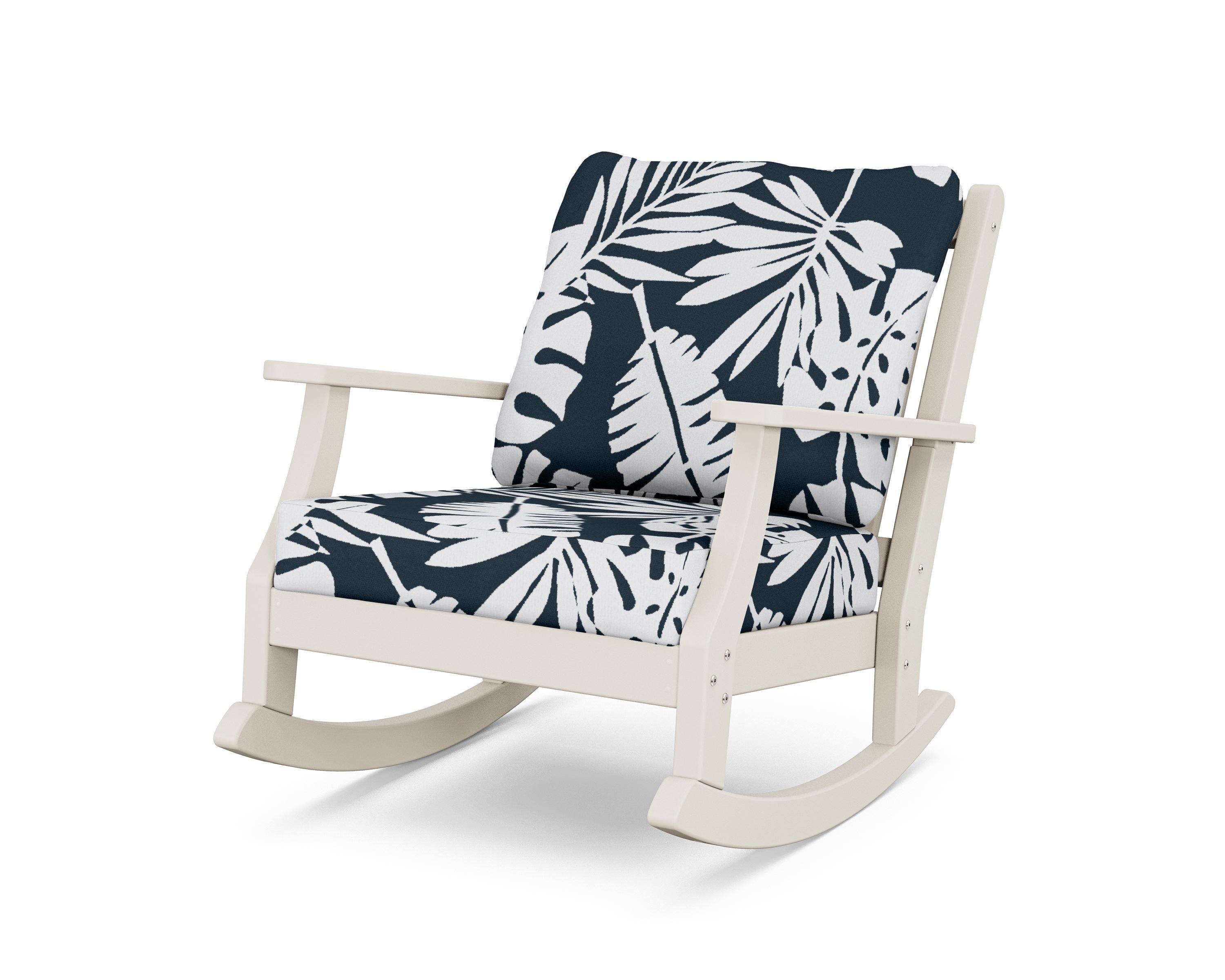 Country Living Wovendale Deep Seating Rocking Chair in Sand / Leaf Marine Indigo