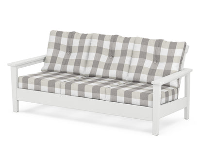 POLYWOOD® Prescott Deep Seating Sofa in White / Buffalo Plaid Grey Mist