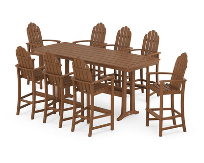 POLYWOOD® Classic Adirondack 9-Piece Bar Set with Trestle Legs in Teak