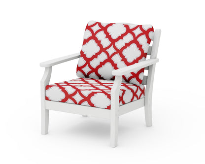 Draper James™ by  POLYWOOD® Savannah Deep Seating Chair in White / Trellis Crimson