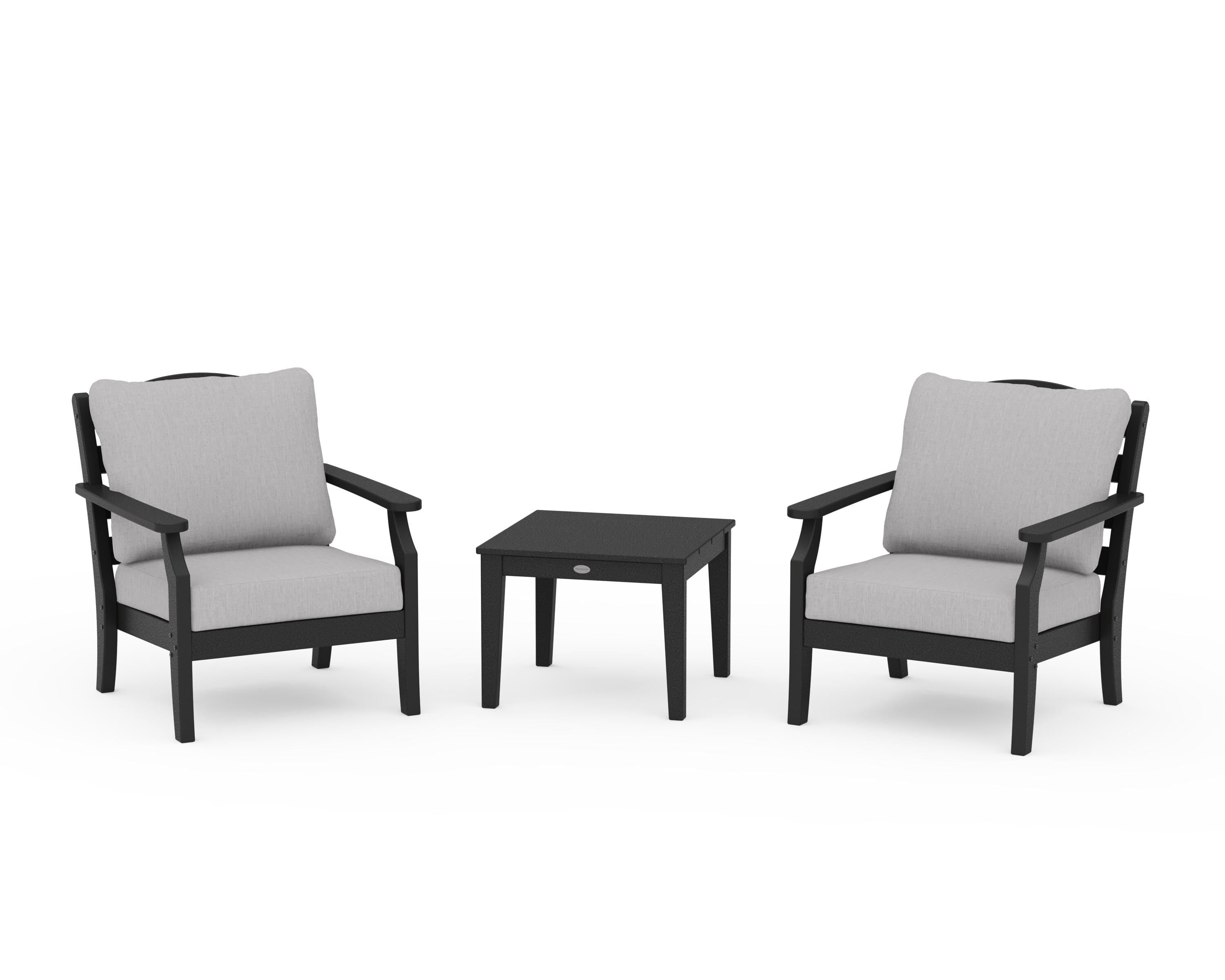 Draper James™ by  POLYWOOD® Savannah 3-Piece Deep Seating Set in Black / Granite