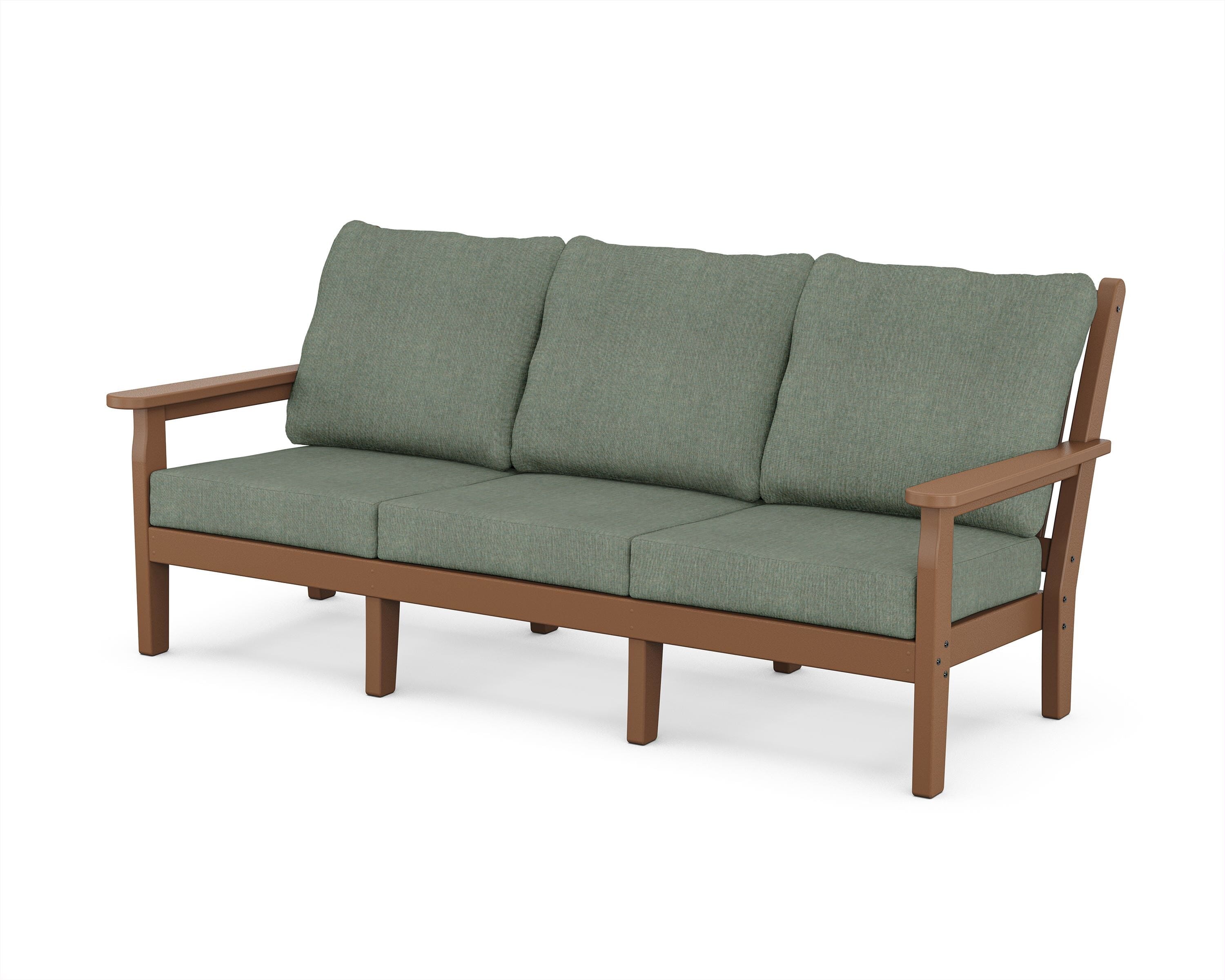 POLYWOOD® Chippendale Deep Seating Sofa in Teak / Cast Sage