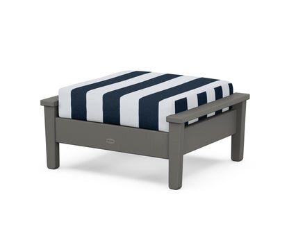 POLYWOOD® Prescott Deep Seating Ottoman in Slate Grey / Cabana Stripe Marine Indigo