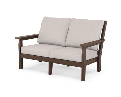 POLYWOOD® Chippendale Deep Seating Loveseat in Mahogany / Dune Burlap