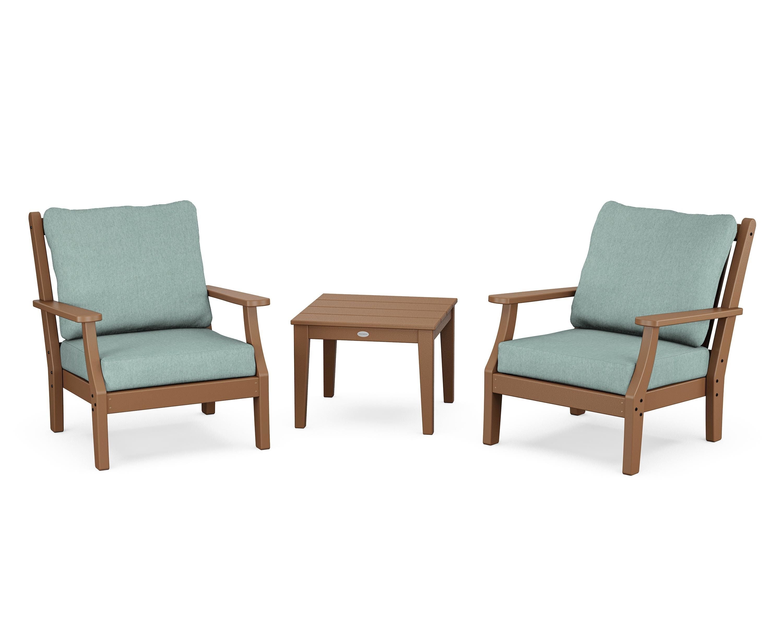 Country Living Wovendale 3-Piece Deep Seating Set in Teak / Glacier Spa