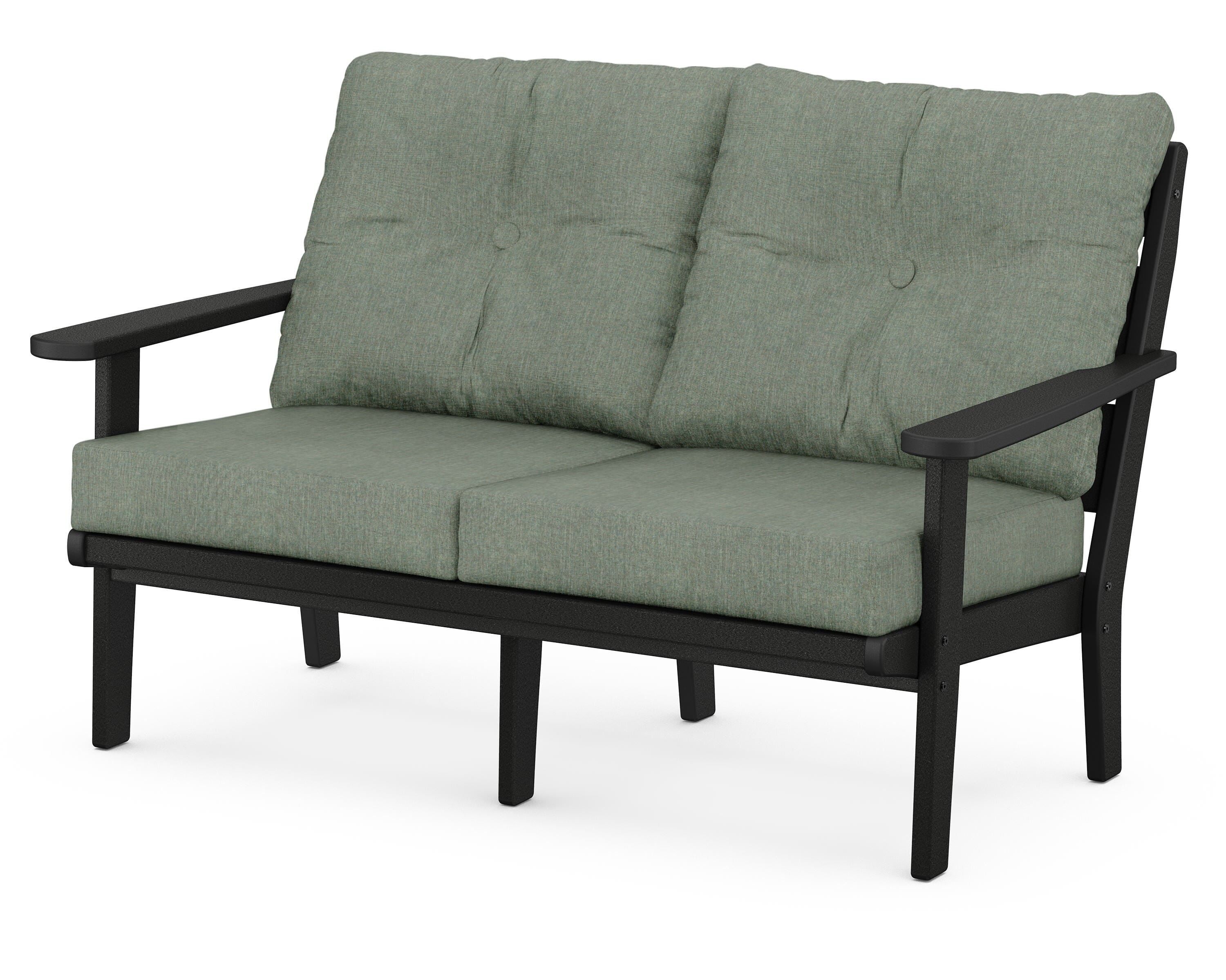 POLYWOOD® Lakeside Deep Seating Loveseat in Black / Cast Sage