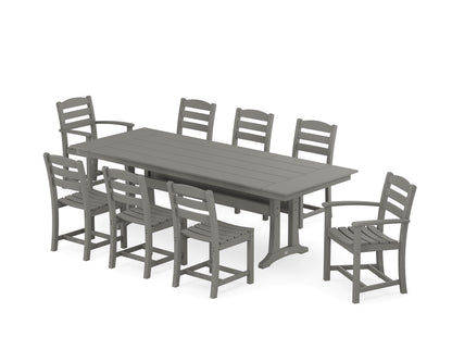 POLYWOOD® La Casa Café 9-Piece Farmhouse Dining Set with Trestle Legs in Slate Grey