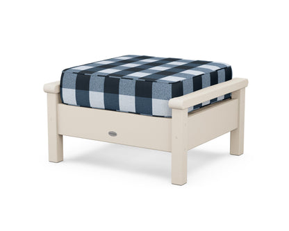 POLYWOOD® Harbour Deep Seating Ottoman in Sand / Buffalo Plaid Marine Indigo