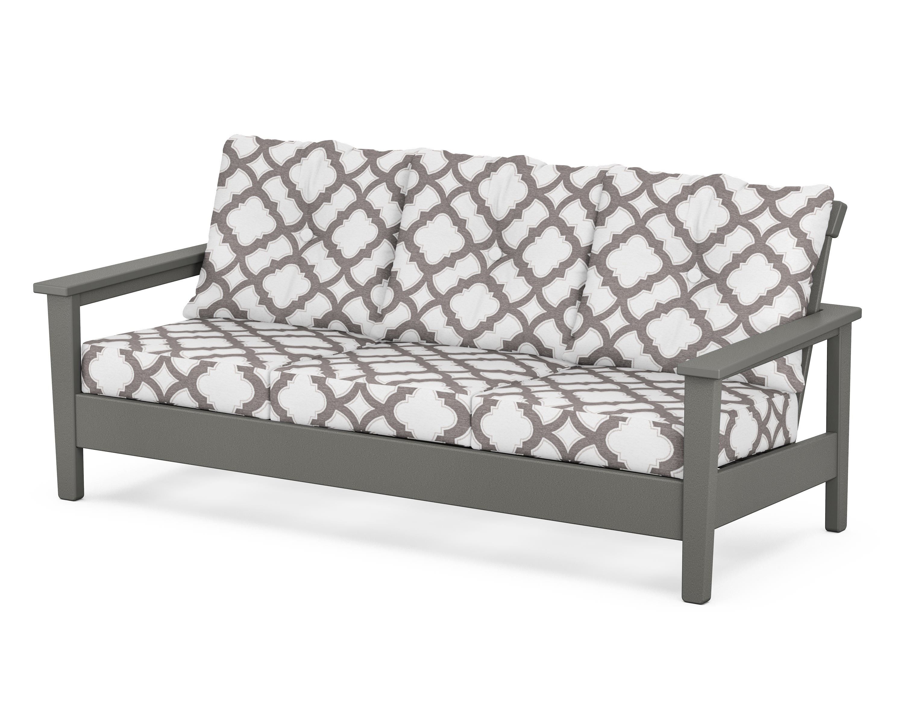 POLYWOOD® Prescott Deep Seating Sofa in Slate Grey / Trellis Grey Mist