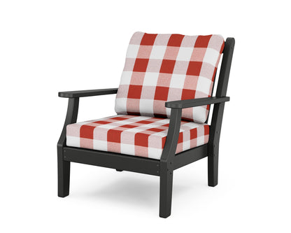Country Living Wovendale Deep Seating Chair in Black / Buffalo Plaid Crimson