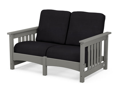 POLYWOOD® Club Mission Loveseat in Slate Grey / Midnight Linen