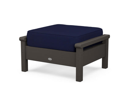 POLYWOOD® Harbour Deep Seating Ottoman in Vintage Coffee / Navy