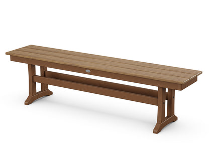 POLYWOOD® Farmhouse Trestle 65" Bench in Teak / Natural