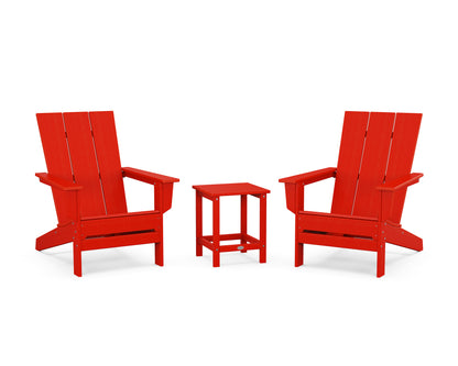 POLYWOOD® 3-Piece Modern Studio Adirondack Set in Sunset Red