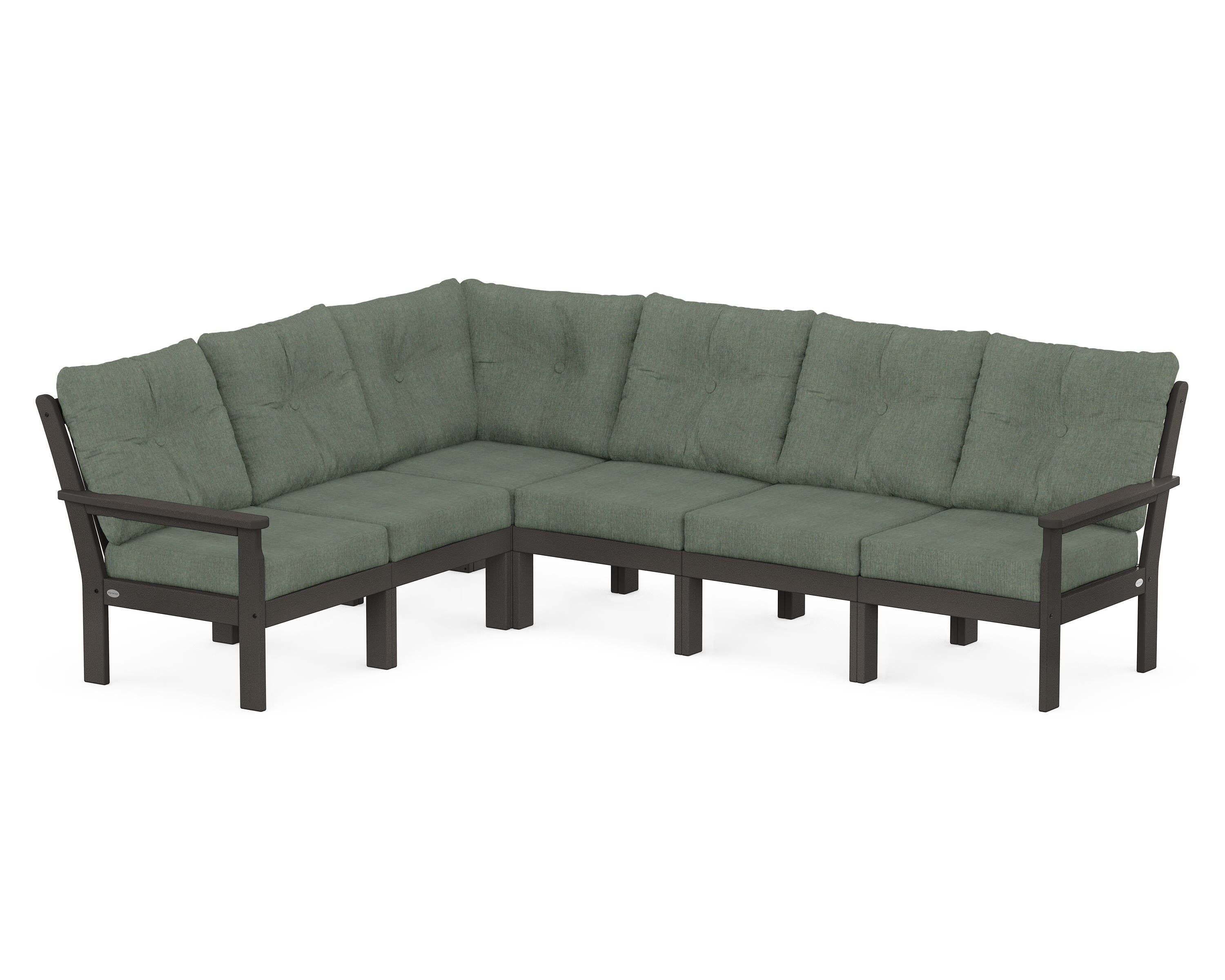 POLYWOOD® Vineyard 6-Piece Sectional in Vintage Coffee / Cast Sage