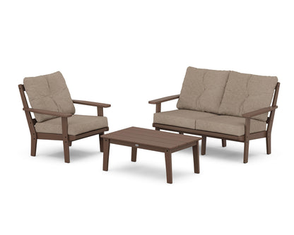 POLYWOOD® Prairie 3-Piece Deep Seating Set with Loveseat in Mahogany / Spiced Burlap