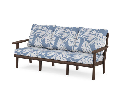 POLYWOOD® Prairie Deep Seating Sofa in Mahogany / Leaf Sky Blue