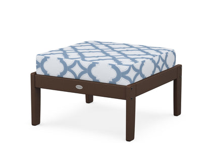 POLYWOOD® Braxton Deep Seating Ottoman in Mahogany / Trellis Sky Blue