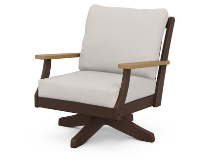 POLYWOOD® Braxton Deep Seating Swivel Chair in Mahogany / Natural / Cast Ash